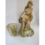 ROYAL DUX, Water Nymph figure spill holder, pattern 563, 11.5" height; together with similar child