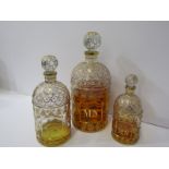 PERFUME BOTTLES, vintage Guerlain "BEE" display perfume bottle, 10" height, plus 2 matching