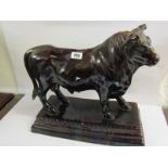 CALDAS, treacle glazed Portuguese majolica Bull, 14" height (horns damaged)