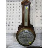 ADVERTISING, Edwardian oak cased aneroid barometer, "Harry Hall, Tailor and Habit maker, Oxford