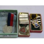 MEDALS, 1935-45 War Medal also an enamelled Lodge medal with various clasps together with a Safe