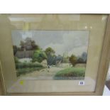 F. H. TYNEDALE, signed watercolour "Village Scene with Chickens", 9" x 13"