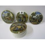 POT LIDS, collection of 4 Victorian pottery pot lids, including "The Village Wedding" and "Uncle