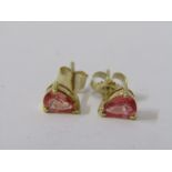 A PAIR OF 18ct GOLD PINK SAPPHIRE STUD EARRINGS