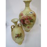 ROYAL WORCESTER PEACH GROUND, floral painted 11" vase, pattern no 294; together with 1 similar