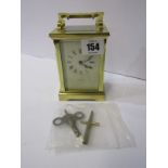 CARRIAGE CLOCK, Mappin & Webb brass cased bevel glass carriage clock with keys, 5" height