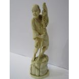 ANTIQUE IVORY CARVING, Japanese carved figure of Vine Harvester, 10" height