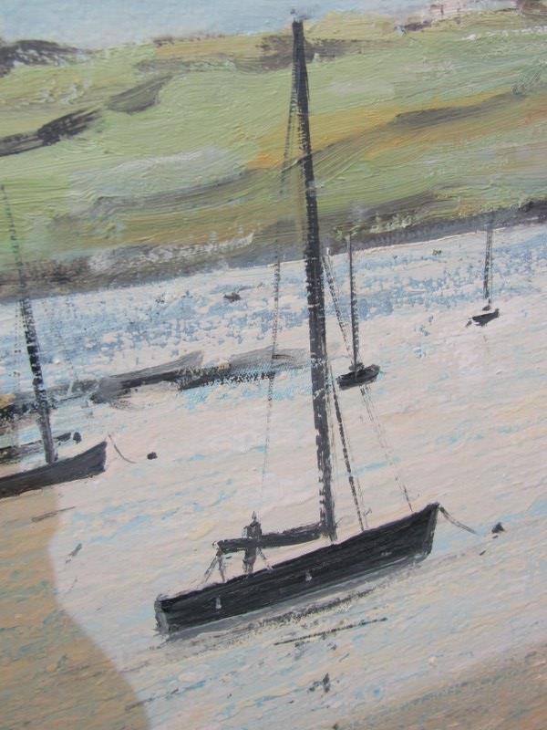 GEORGE LEWIS, signed painting on canvas "Up the Estuary from Rock Sailing Club", 48" x 48" - Image 6 of 8