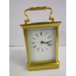 CARRIAGE CLOCK, brass cased and bevel glass carriage clock, 4.5 " height