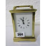 CARRIAGE CLOCK, a brass cased carriage clock with key