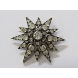 SPECTACULAR VINTAGE GOLD & SILVER MOUNTED DIAMOND STAR PENDANT, principal old cut diamond of