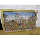 ANTIQUE SIAMESE PAINTING , reverse glass painting "Mythological Battle Scene" by Prince Pravich