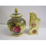 WORCESTER AESTHETIC MOVEMENT, cream jug; also Royal Worcester Rose decorated lidded vase, pattern no