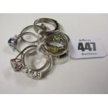 A SELECTION OF SILVER RINGS, 8 in total various designs and stone settings