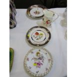 REGENCY PORCELAIN, Spode Botanical painted gilded dessert plate; 1 similar together with pair of