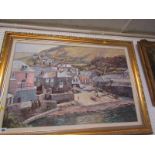 NANCY BAILEY, signed painting on canvas "Port Isaac Harbour", 20" x 29"