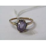 VINTAGE 9ct YELLOW GOLD AMETHYST SOLITAIRE RING, size M/N