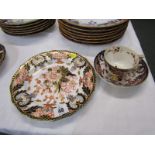 EARLY CROWN DERBY, tea cup and saucer, together with similar gilded floral dessert plate