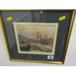 G. WETHERILL, watercolour "A View of Whitby Harbour", inscription to reverse, 5.5" x 6.5"