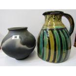 STUDIO POTTERY, John Leach "Black Moon" 7" vase; together with Phillip Leach slip glaze stoneware