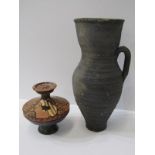 ANCIENT GREEK POTTERY, Magna Grecian Lekanis, 9.5cm height; also ancient pottery single handled jug,