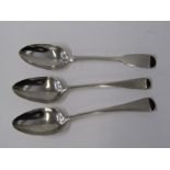 GEORGIAN SERVING SPOONS, 3 Georgian serving spoons, all London HM, verious dates and makers, 23cm
