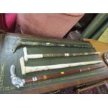 ETHNIC WALKING STICKS, collection of 4 ornamental carved walking sticks