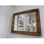 ANTIQUE MIRROR, gilt framed rectangular bevelled glass mirror, 50cm x 64cm