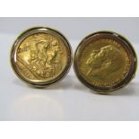 PAIR OF 9ct YELLOW GOLD SET HALF SOVEREIGN CUFF LINKS, approx 16.2 grams