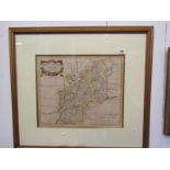 ROBERT MORDEN, hand coloured early engraved map "Gloucestershire", 34cm x 40cm