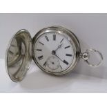 SILVER CASED FUSEE MOVEMENT FULL HUNTER POCKET WATCH, in untested condition dated 1880