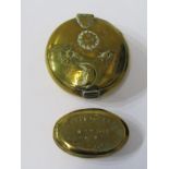 EARLY METALWARE, early 18th Century brass circular combination lock tobacco pouch decorated with