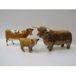 BESWICK CATTLE, Highland Bull & Calf & Guernsey Cow (2nd version) ear chipped