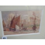 ARTHUR WHITE, signed watercolour "Fishing Boats at low tide", 16cm x 24cm