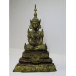 EASTERN METALWARE, gilded metal seated shrine deity, 25cm height