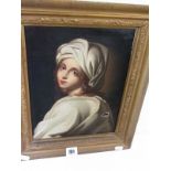 OLD MASTER PORTRAIT COPY, oil on canvas "Young Lady with white turban", 28cm x 22cm
