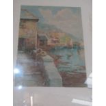 POLPERRO, L Mortimer, signed watercolour "Polperro Harbour at low tide", 36cm x 26cm