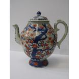 ORIENTAL CERAMICS, 18th Century Chinese Imari tea pot, lid edge chips and base foot rim crack,