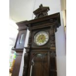 ANTIQUE REGULATOR CLOCK, Victorian oak architectural cased narrow hanging regulator clock, 136cm