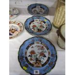 VICTORIAN IRONSTONE, set of 5 "Peruvian" pattern dinner plates