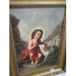 AFTER MURILLO, (1618-1682) oil on canvas "The Infant St John with the Lamb of God", 45cm x 30cm