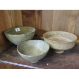 STUDIO POTTERY, 3 Ian Godfrey deep centre bowls, 19cm max dia