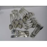MATCHED SILVER CUTLERY SET comprising of 6 dinner forks, 5 tea forks and 6 dessert spoons, all