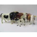 CATTLE, 4 ceramic cattle figures