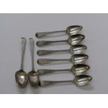 JERSEY SILVER COFFEE SPOONS, finials with bright cut decoration and family initials, set of 6 with