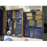 SILVER CUTLERY SET, boxed silver cutlery set, maker RP, London with 2 tiers of cutlery in fitted oak