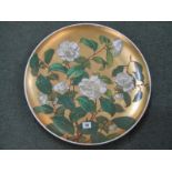 VICTORIAN EXHIBITION PLATE, Brown Westhead Moore & Co circular charger decorated with white