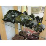 LOTUS POTTERY BULLS, A set of 4 graduated Lotus pottery bulls, largest 33cm in length, the