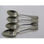 SILVER SERVING SPOONS, 4 assorted silver serving spoons, Georgian and later, 3 fiddle pattern, 2
