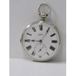 SILVER POCKET WATCH by Muret Geneve, silver cased, movement working intermitantly